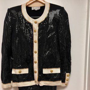 ST. JOHN EVENING Printed Scoop Neck Sweater